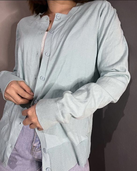 Pastel blue cardigan, Women's Fashion, Coats, Jackets and Outerwear on