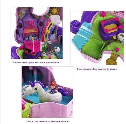 Polly Pocket Unicorn Party Large Compact Playset com Micro Polly & Lila  Dolls, mais de 25 surpresas para descobrir e divertir áreas de jogo da  festa da princesa: Bouncy House, Castle, Swings