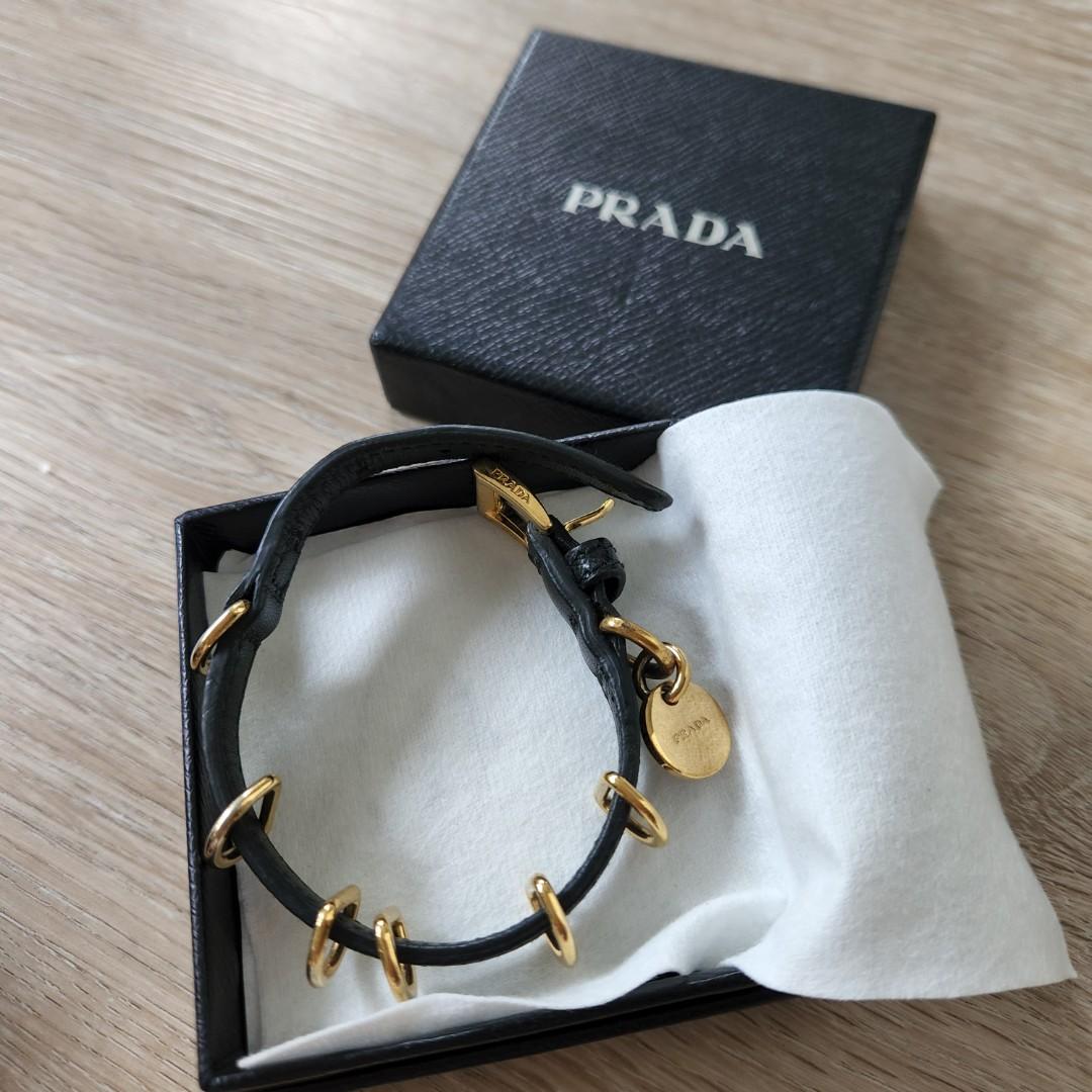 Prada Bracelet Leather Bracelet Prada Black Bracelet Prada Saffiano Black  Leather Belt, Luxury, Accessories on Carousell