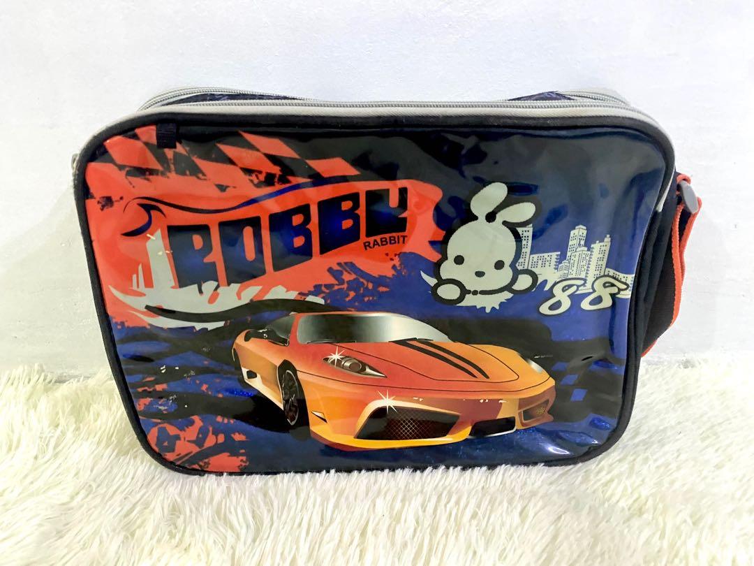 Robby Rabbit school bag (Category: Babies & Kids Fashion) located in Manila. Submitted by hemnl (Listing ID 1178525727, Image 1). Description: ✔️Robby Rabbit school bag for boys ✔️Height: 9.5inches, Length: 12.5 inches ✔️Excellent condition .