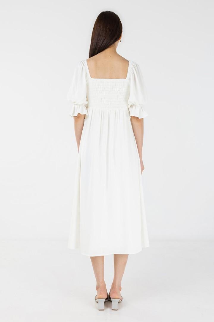 Savina Tiered Babydoll Dress in White