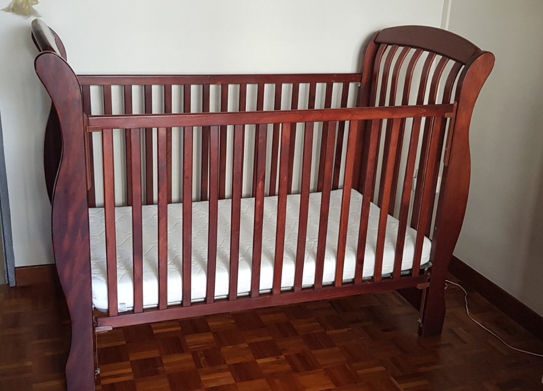 Toddler sleigh bed cot adjustable rail, Babies & Kids, Baby Nursery