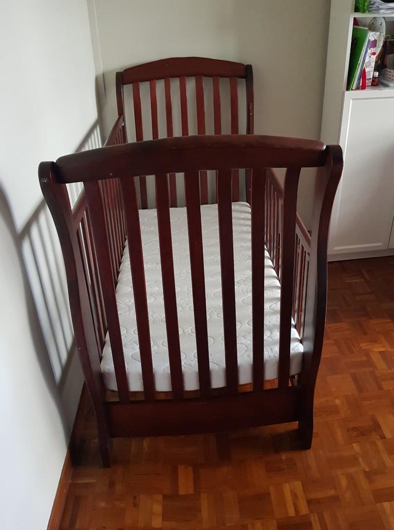 Toddler sleigh bed cot adjustable rail, Babies & Kids, Baby Nursery