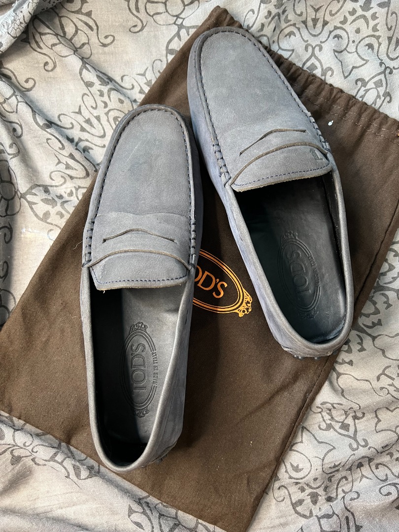 Tod's grey suede discount loafers