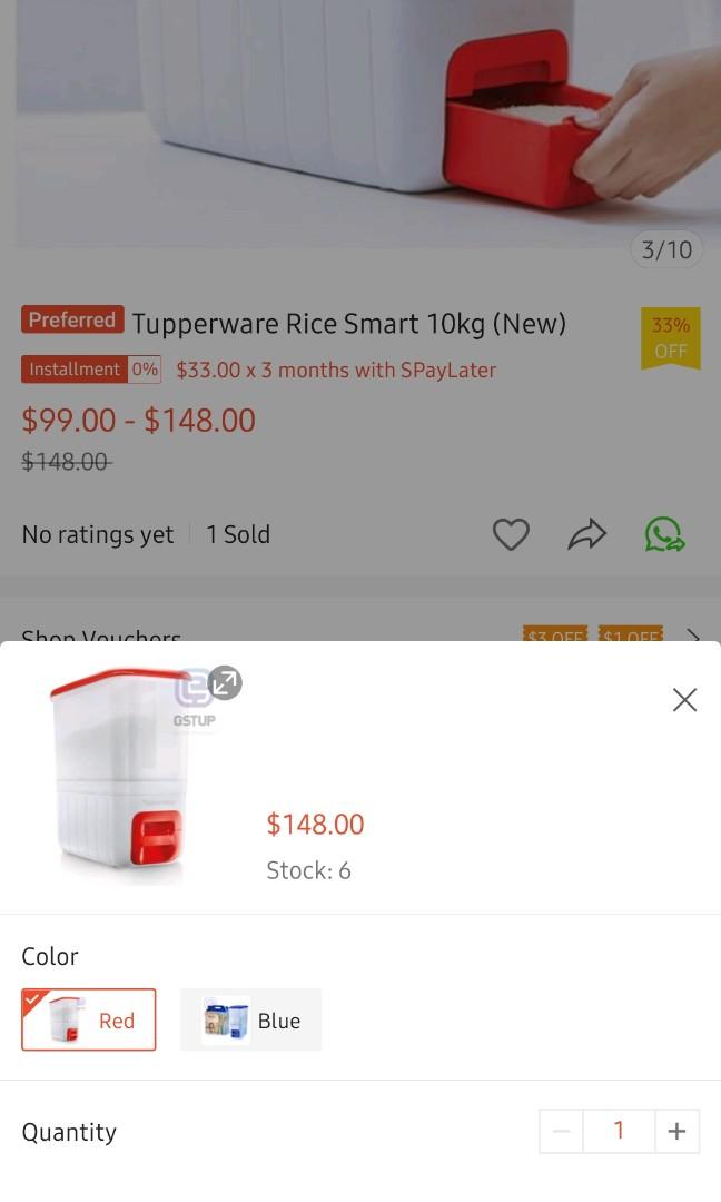 Tupperware Rice Smart 10kg, Furniture & Home Living, Kitchenware ...