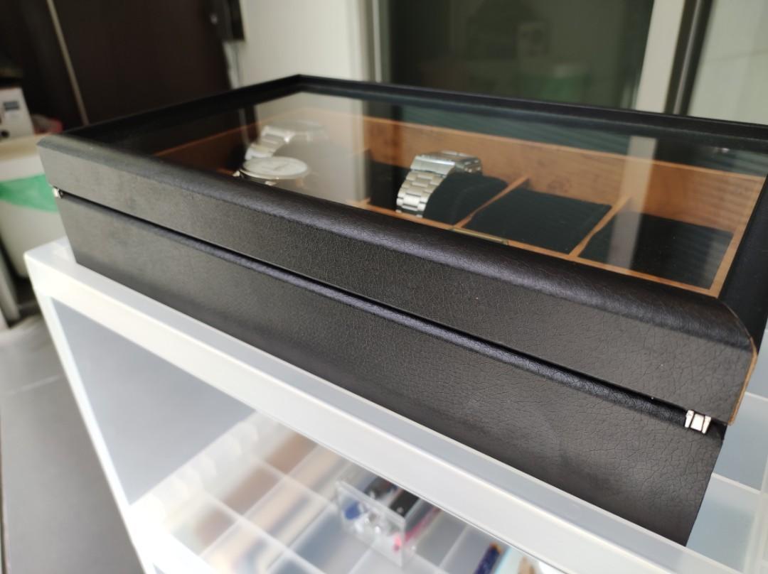 URBURN 10 WATCH COMPARTMENTS WITH HINGED GLASS LID, Men's Fashion