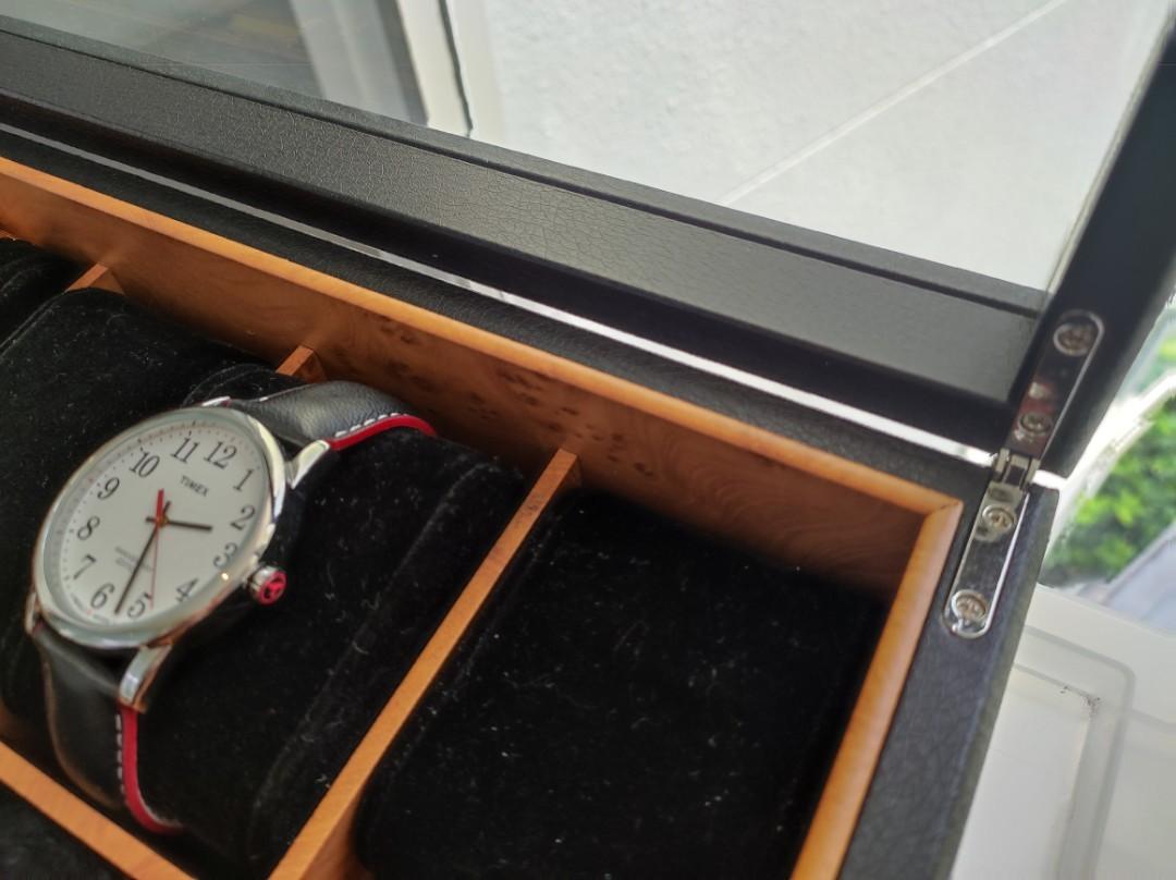 URBURN 10 WATCH COMPARTMENTS WITH HINGED GLASS LID, Men's Fashion