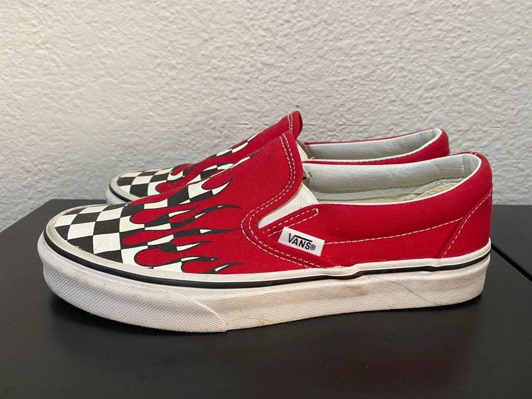 Vans Checker Flame Slip on Women s Fashion Footwear Sneakers on