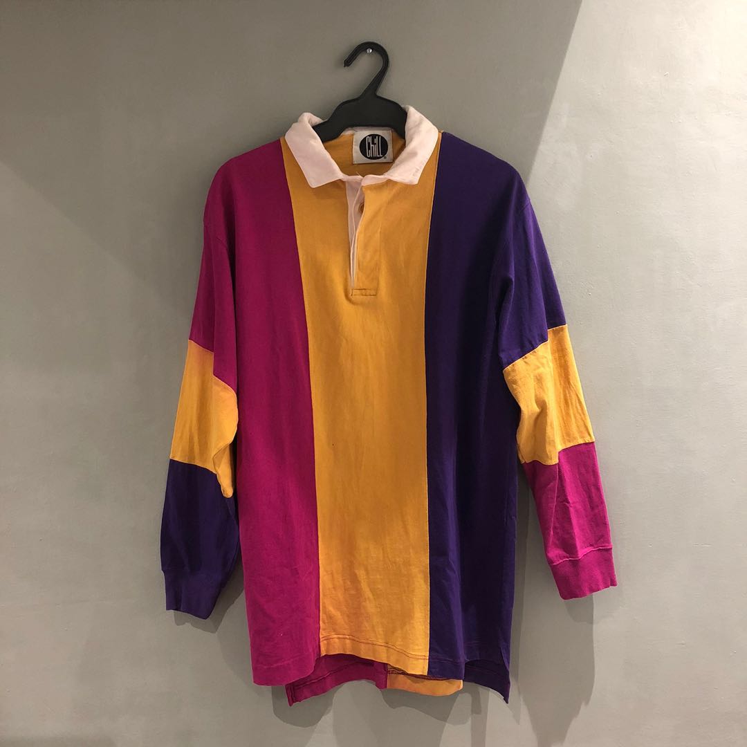 Vintage Color Block Rugby Shirt, Men's Fashion, Tops & Sets, Tshirts
