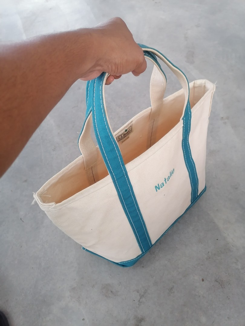 Vintage LL Bean Classic Canvas Large BOAT AND TOTE Bag royal - Blue & Ivory