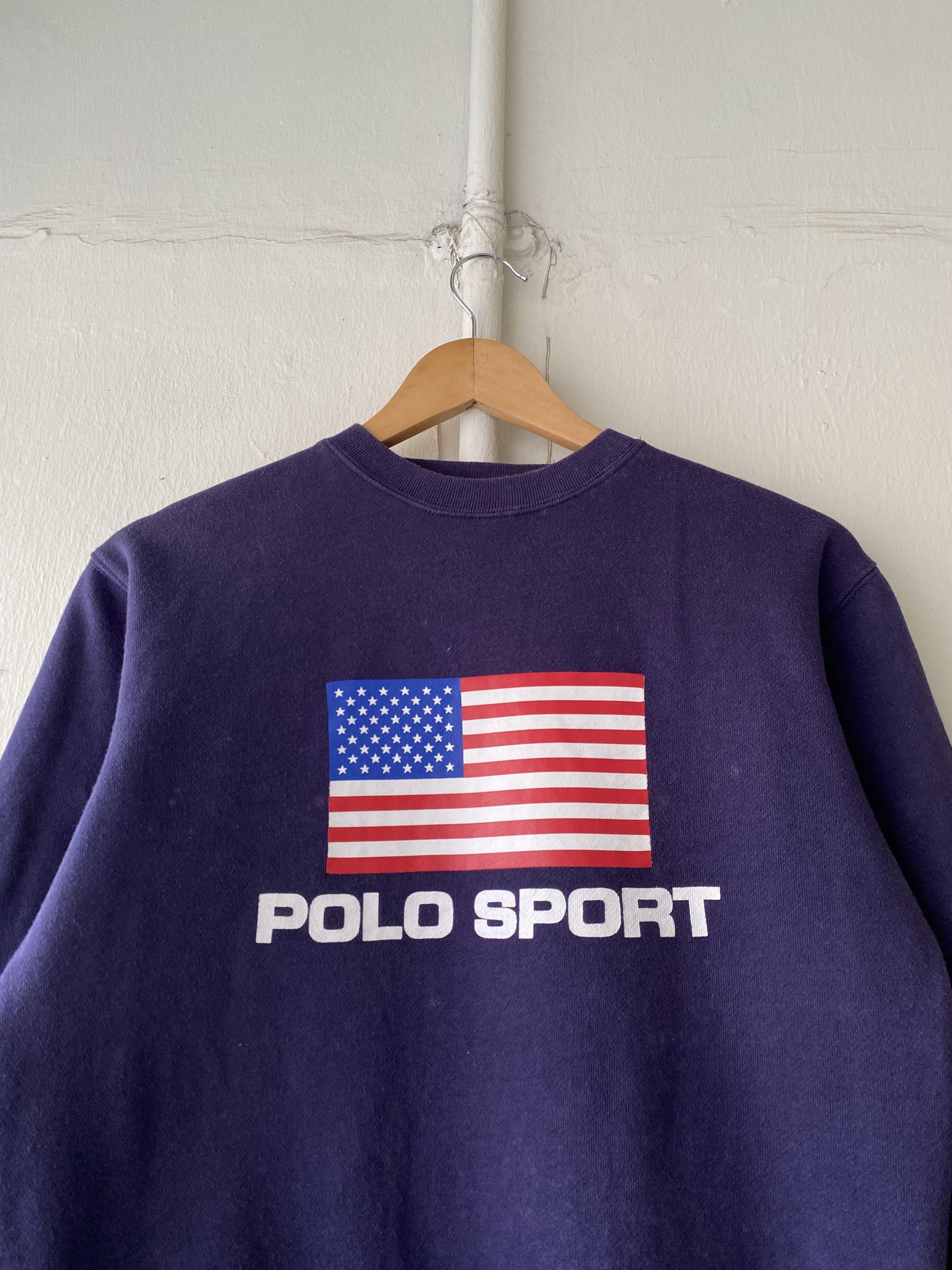 Vintage Polo Sport Ralph Lauren USA Flag Sweatshirt Pullover, Men's  Fashion, Coats, Jackets and Outerwear on Carousell