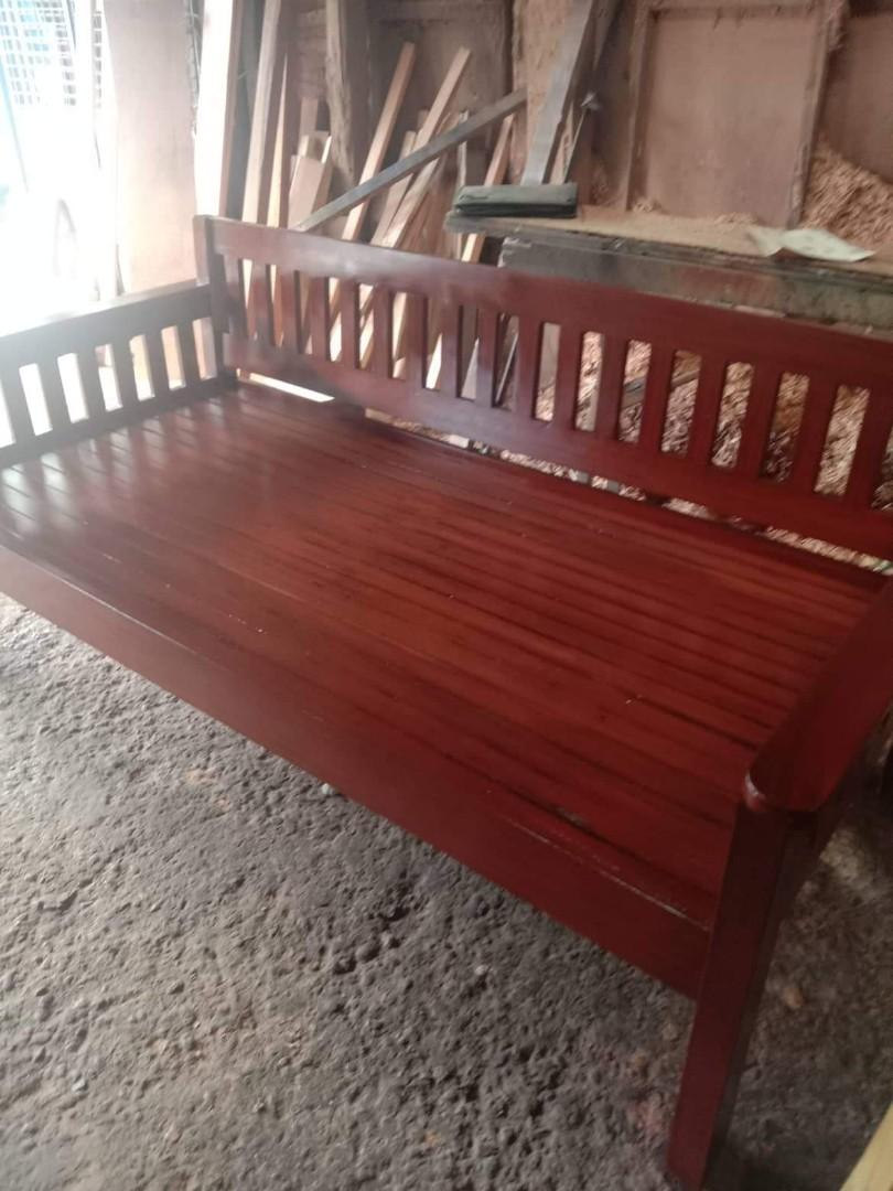 Wooden Sofa Day Bed. 09564751745 (Category: Sofas) located in Quezon City. Submitted by leocarloswoodcrafts (Listing ID 1178587950, Image 2). Description: made from solid mahogany wood. FOAM NOT INCLUDED. Price may change depending on size, design, wood type use, varnish and/or color. We also accept made to order and customized wooden Furnitures available bed sizes: (in inches) 36x75 single size 48x75 double size 54x75 full size 60x75 queen size 