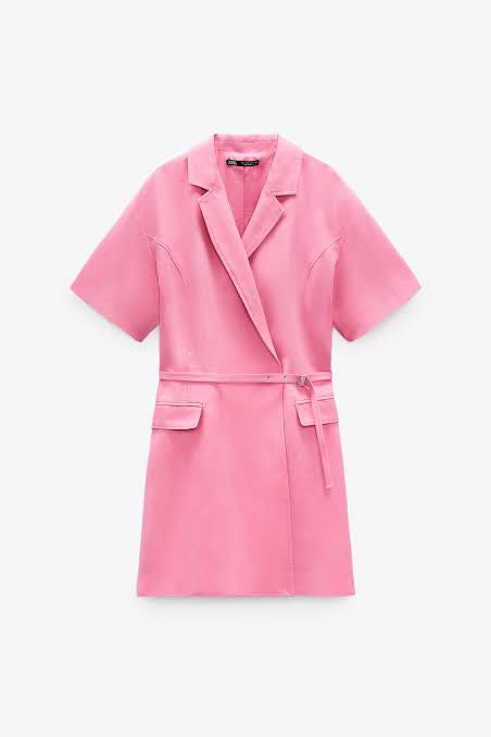 Zara pink linen blazer dress Clearance