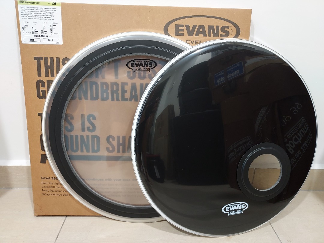 20 Evans EMAD Heavy Clear Resonant Black Drum Head Set
