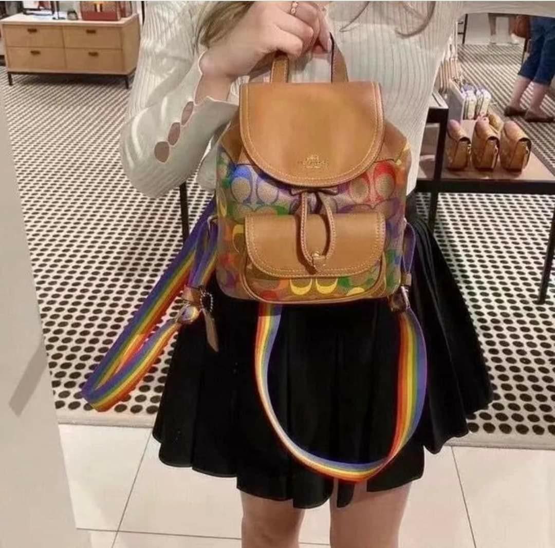 Coach Pennie Backpack 22 In Rainbow Signature Canvas