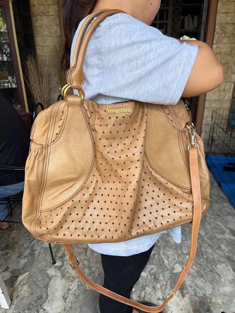 Miu Miu Shoulder Bags On Sale - Cognac Leather