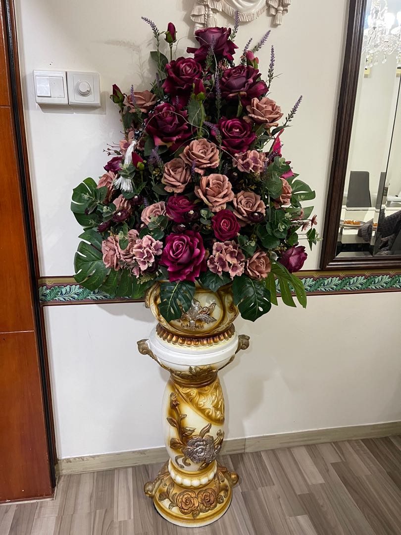 Big flower vase with flowers, Furniture & Home Living, Home Decor