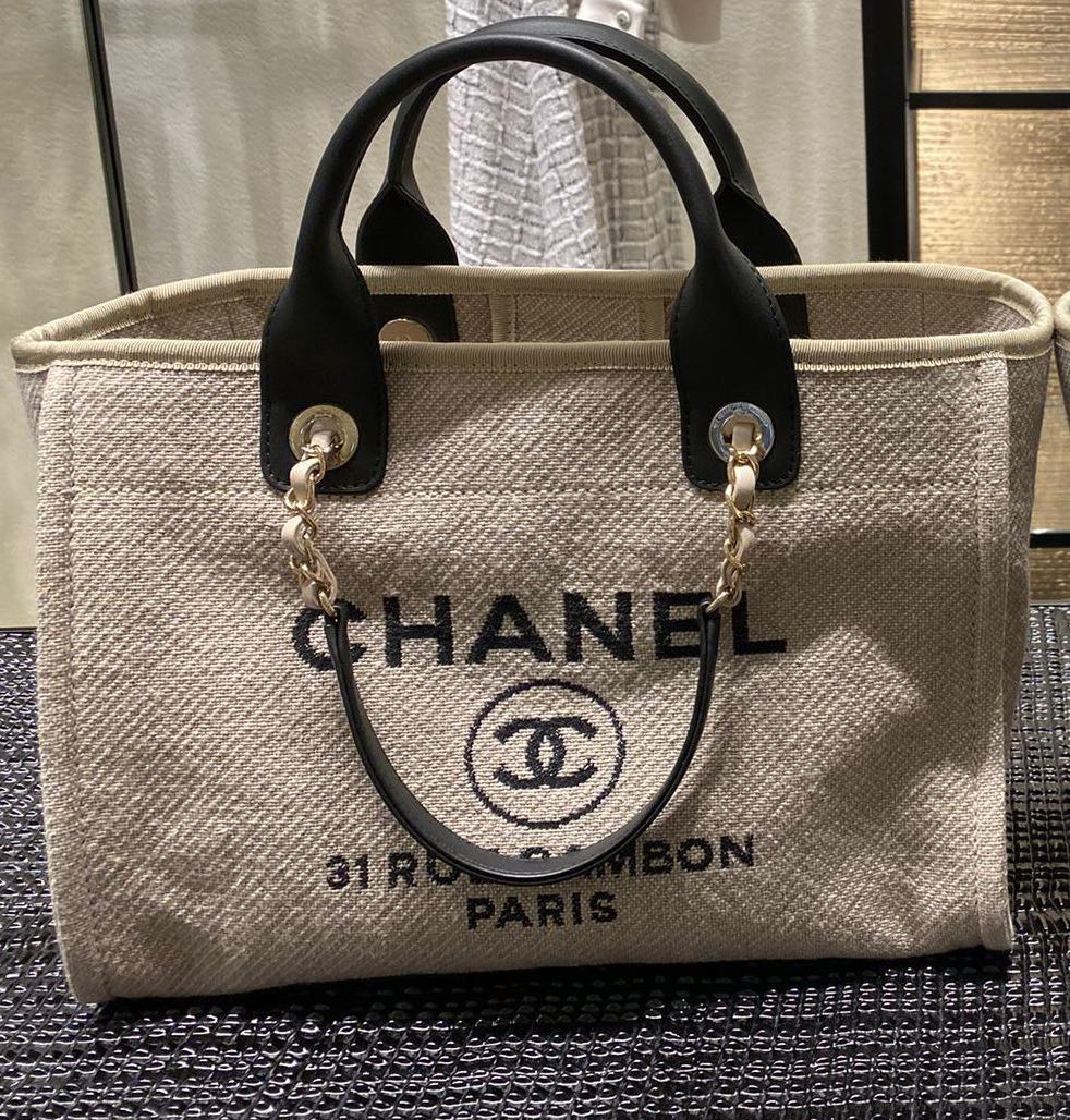 Brand New 22S Chanel Deauville Tote Small Shopping Bag with Top