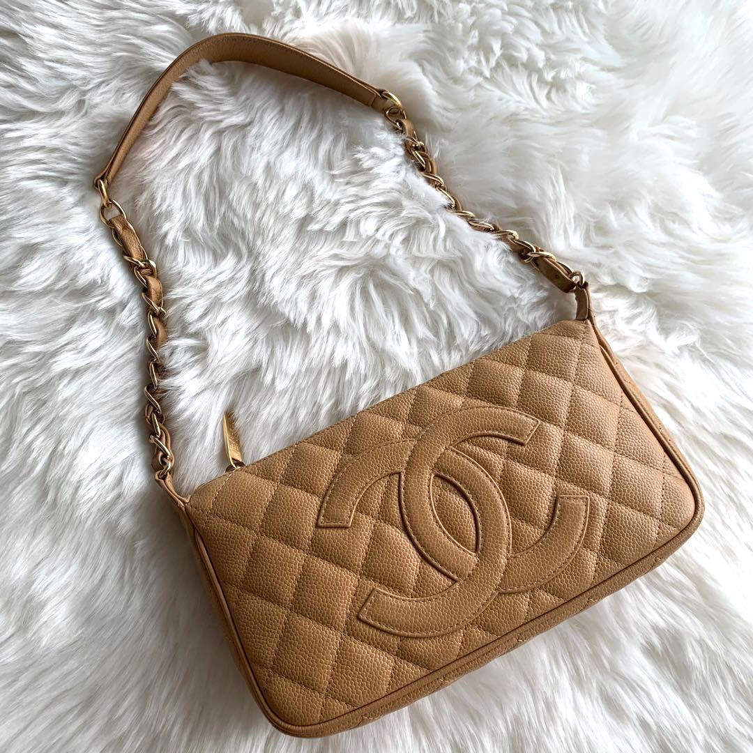 Chanel Vintage Dark Beige Caviar Classic Small Hobo Pochette Shoulder Bag  with 24K gold hardware GHW Full Set, Luxury, Bags & Wallets on Carousell