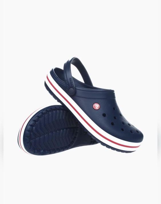 Blue crocs with red stripe online
