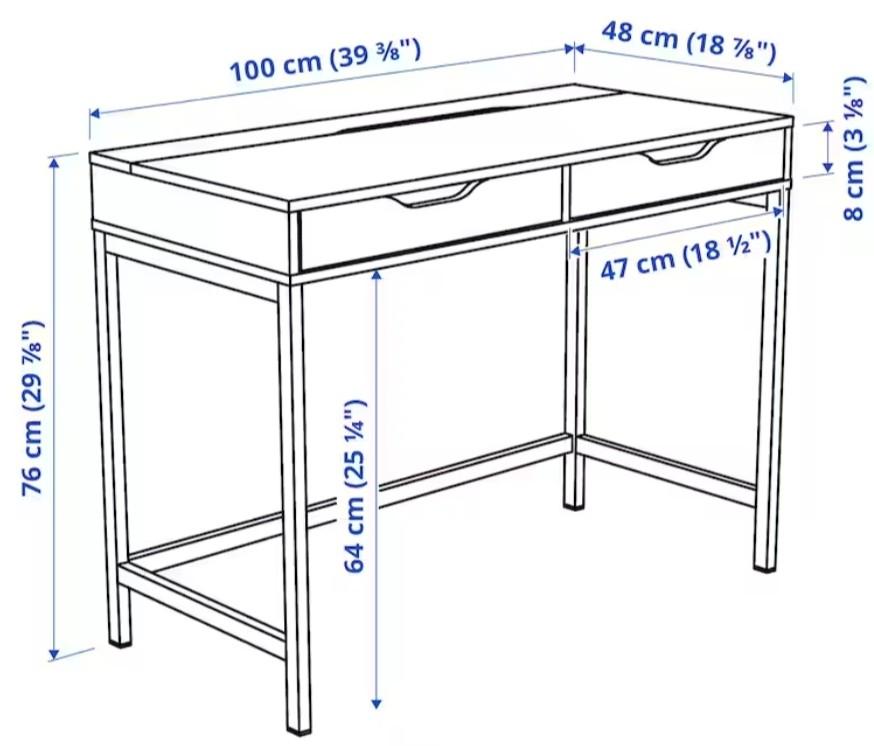 Desk with 2 drawers Ikea, Furniture & Home Living, Furniture, Tables