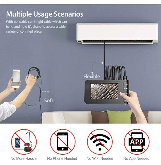 thumbnail interactive-video image 1 of 8mm 10M Industrial Endoscope – 1080P Borescope With 4.3" Screen Inspection Snake Camera 1 of 3