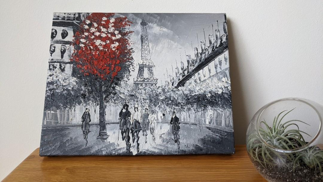 Eiffel Tower oil painting, Furniture & Home Living, Home Decor, Wall