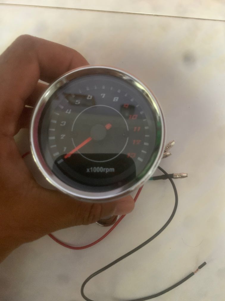 E&Y 12V Universal Motorcycle Tachometer Meter LED Backlight 13K RPM