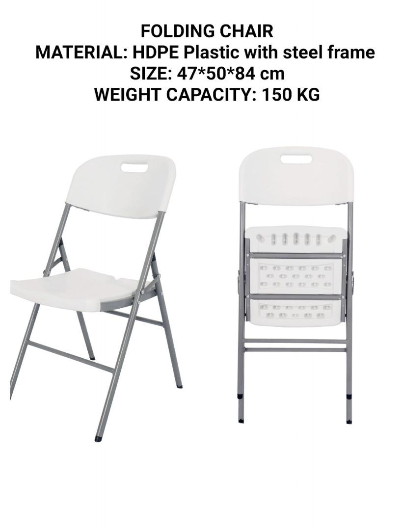 Folding Chair (HDPE Plastic with steel frame for durability), Furniture