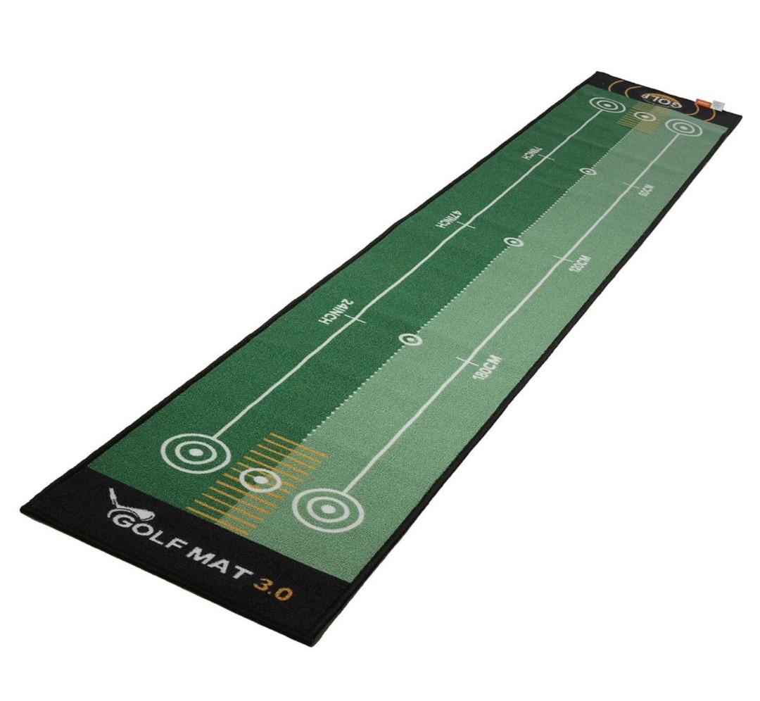 Golf Putting Trainer Practice Mat + Yellow Cup Hole, Sports Equipment