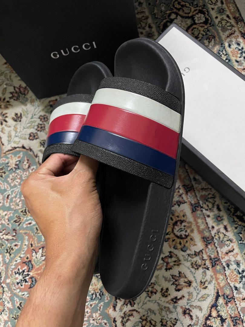 Gucci red sales white blue slides