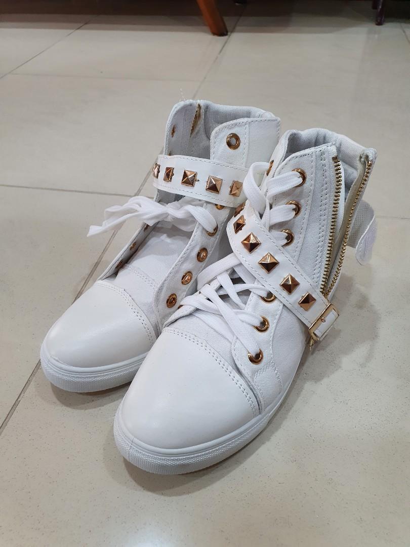 White and clearance gold high tops