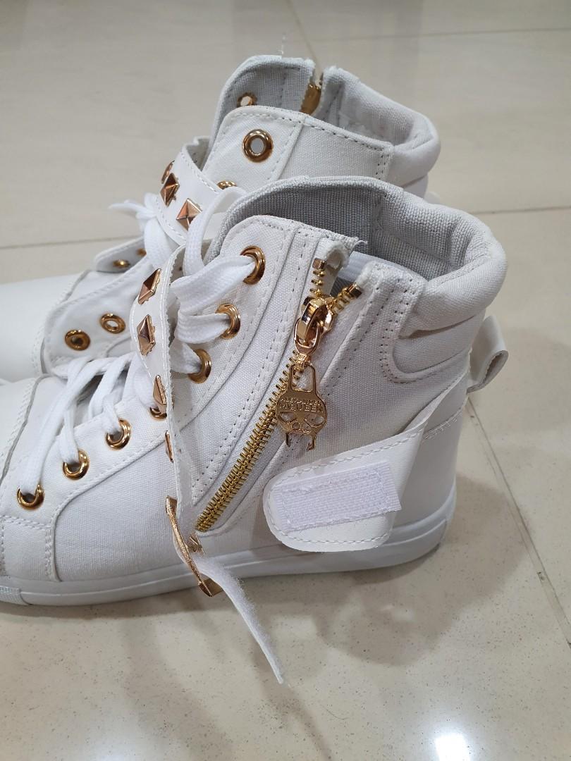 White and clearance gold high tops