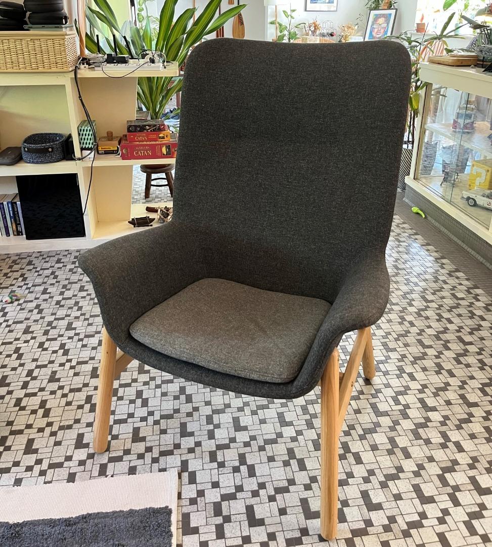 IKEA VEDBO Highback armchair, Gunnared dark grey, like new, Furniture
