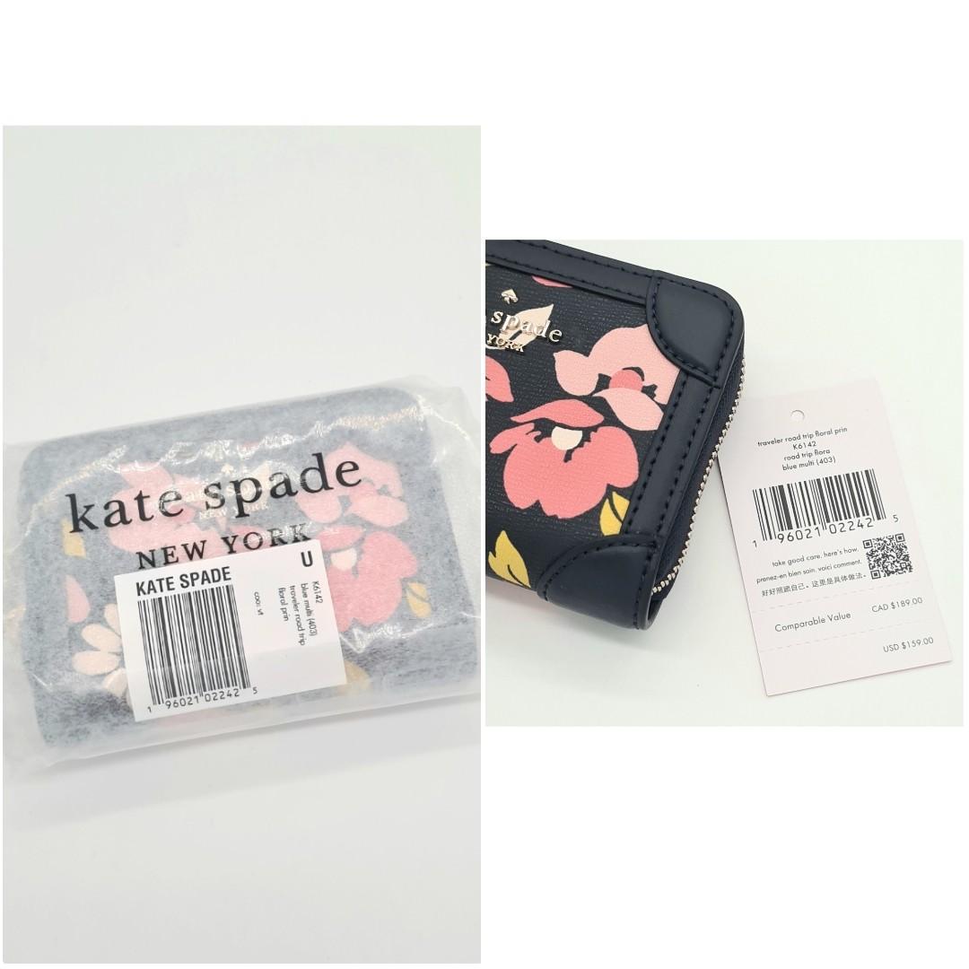 Kate Spade Road Trip Floral Printed Traveler Small Zip Card Case