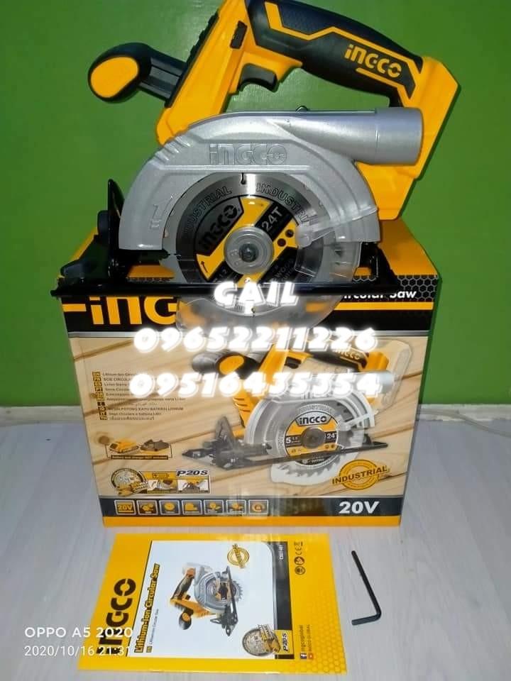 INGCO 20V Li-Ion Cordless Circular Saw (Category: Construction Tools & Equipment) located in Caloocan City. Submitted by abieghail (Listing ID 1178776055, Image 2). Description: INGCO 20v Cordless Circular Saw (NO Battery & Charger included) Model no. CSLI1401 No-load speed : 3600rpm Blade diameter : 150mm *45mm cut on 90° *33mm cut on 45° Adjustable cutting depth Adjustable bevel cutting With 1pc 150mm blade * BATTERY & CHARGER SOLD SEPARATELY. 