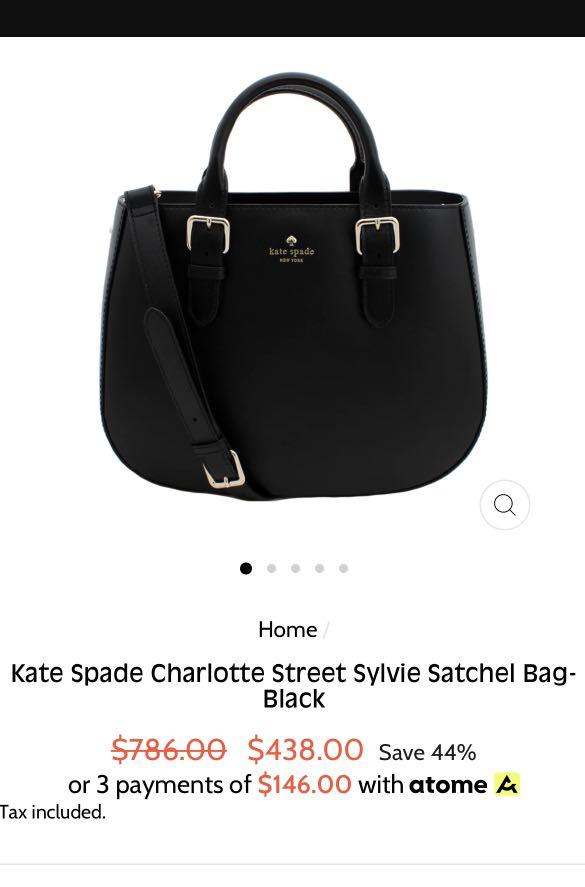 Kate Spade Charlotte Street Sylvie Satchel Bag- Black, Women's Fashion,  Bags & Wallets, Shoulder Bags on Carousell