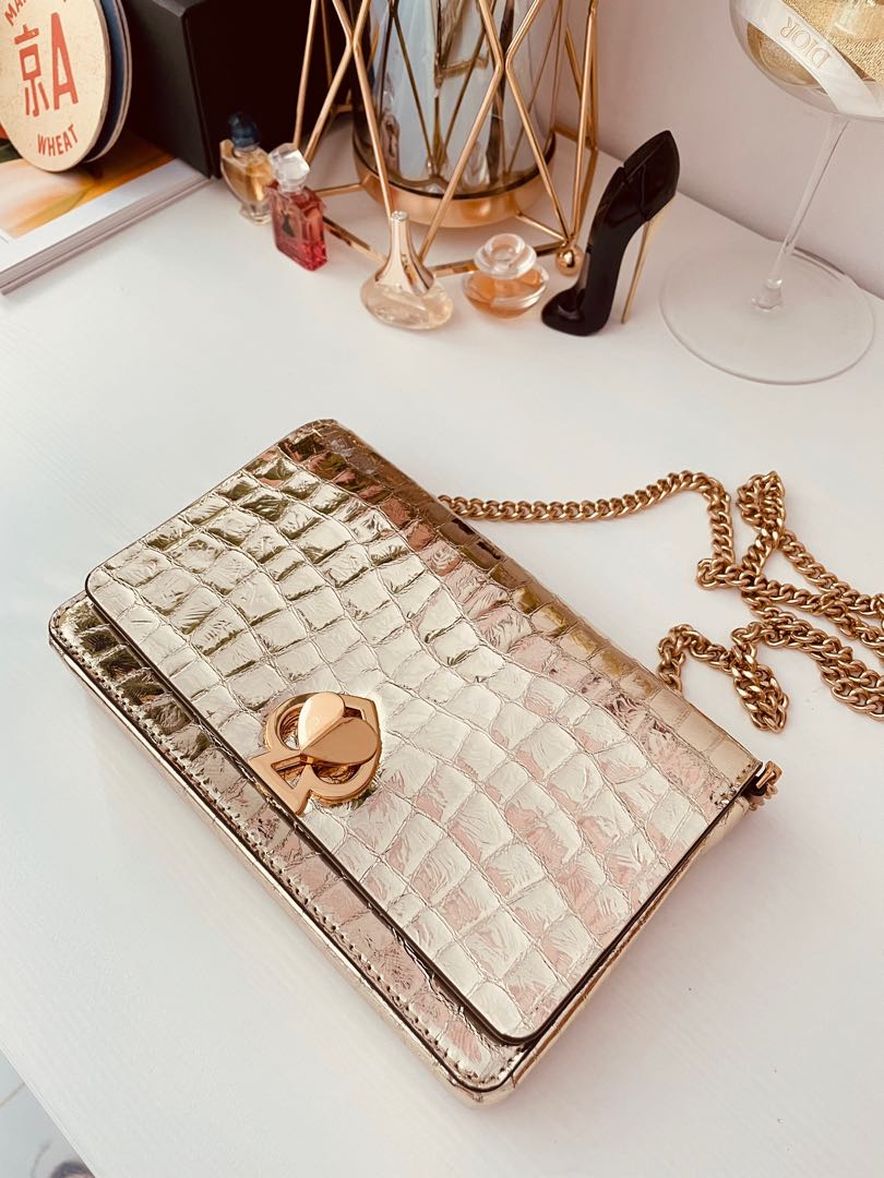 Kate Spade Gold Clutch / Body Bag, Women's Fashion, Bags & Wallets