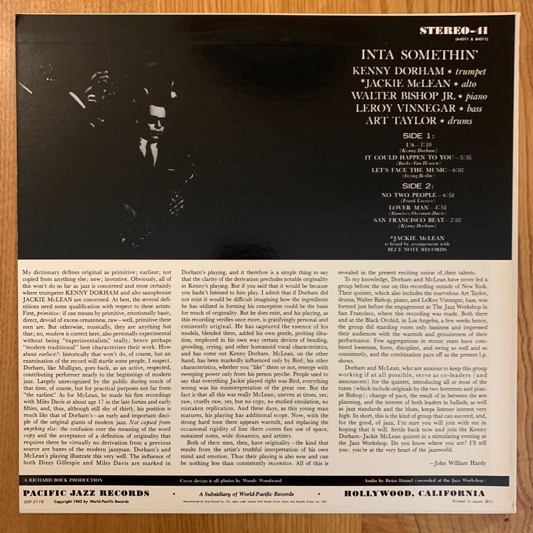 Kenny Dorham & Jackie McLean – Inta Somethin', 1992 Pacific Jazz – PJ-0041 Japan Vinyl LP + Obi