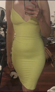 Kookai neon yellow bodycon dress