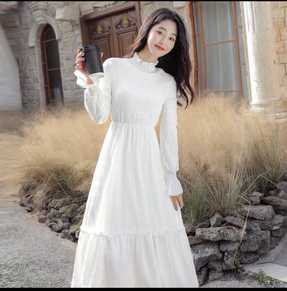 Korean white sale dress