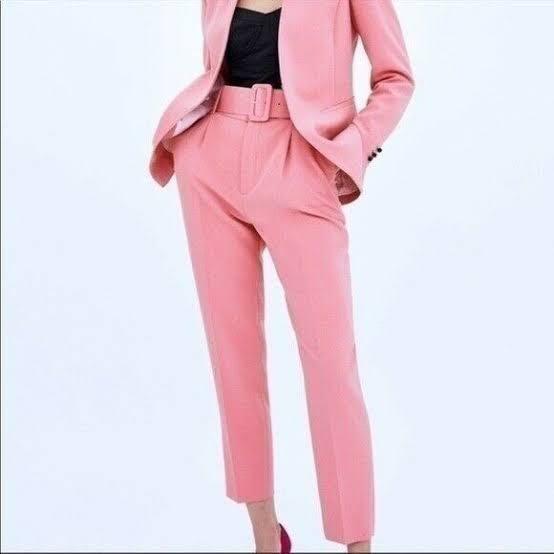 Zara pink trouser suit hot sale
