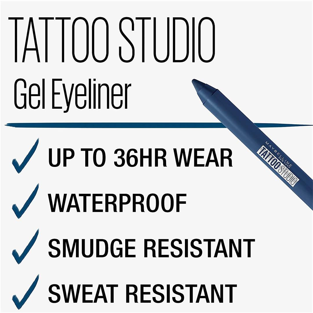 Maybelline TattooStudio Eyeliner – Wasserfester Make-up Stift, 36 Stunden Halt, Kein Verschmieren, Farbe Smooth Walnut