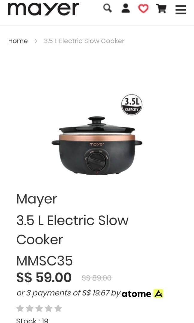Brand new Mayer 3.5L electric slow cooker, TV & Home Appliances