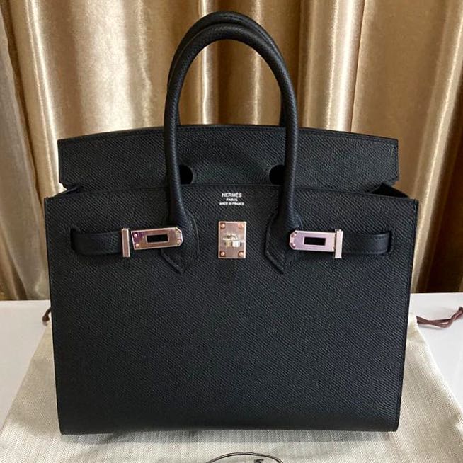 New Hermes Birkin 25 Sellier Black Epsom, Luxury, Bags & Wallets