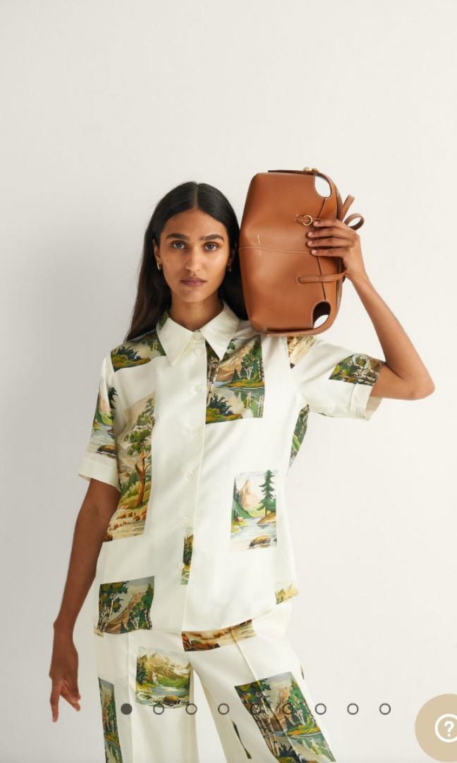 Oroton Campsite Print Silk Shirt (AU6), Women's Fashion, Tops, Shirts