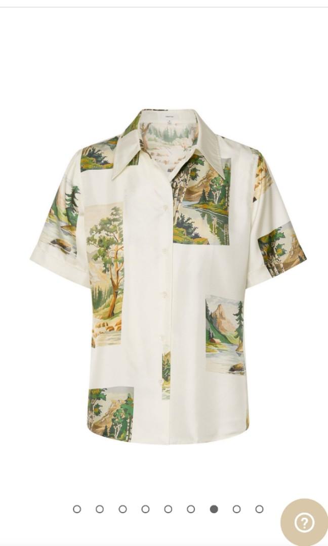 Oroton Campsite Print Silk Shirt (AU6), Women's Fashion, Tops, Shirts