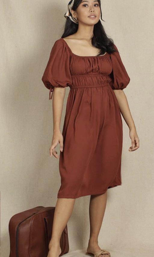 Puff midi dress, Women's Fashion 