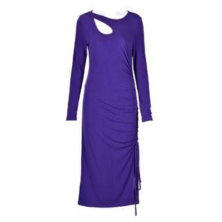 Purple Cut Out Long Sleeve Dress