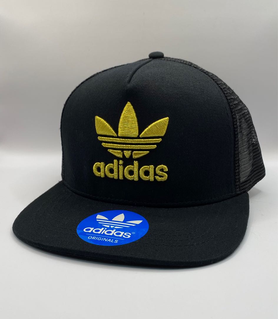 Black adidas hat with gold logo hotsell